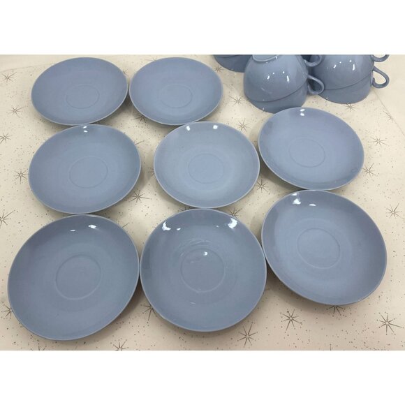 Vintage Swiss Langenthal cups & saucers, Robin egg blue porcelain, coffee for 2 - Picture 8 of 10